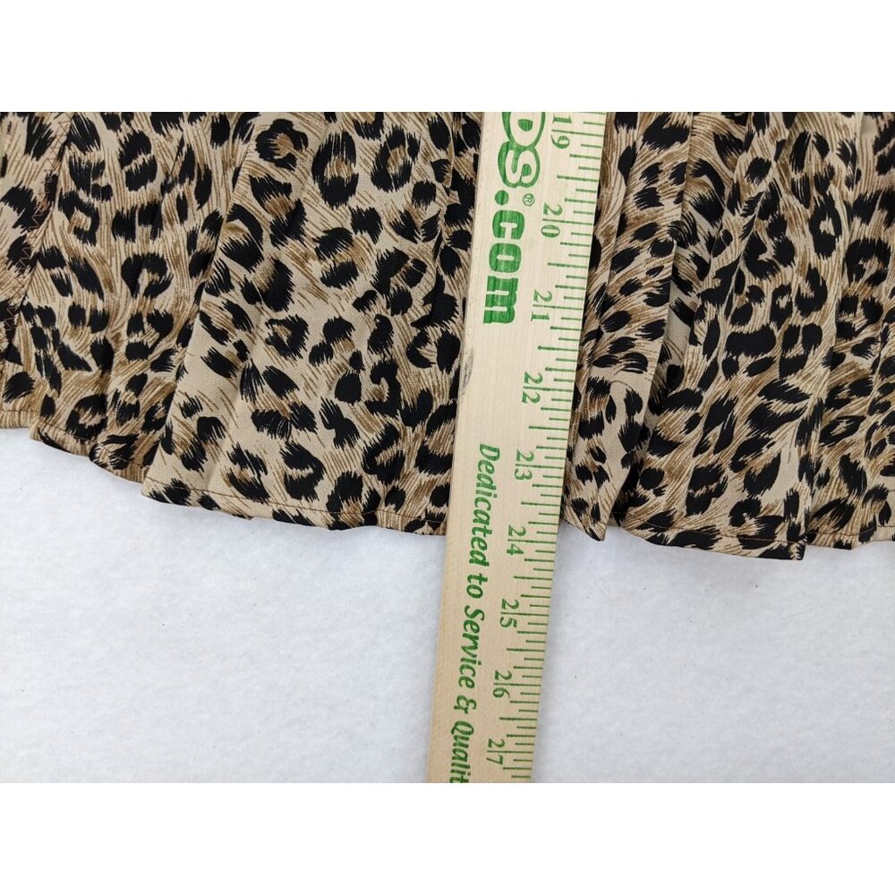 Adec Women's Skirt Size 4 Leopard Animal Print Silk A-Line - Picture 8 of 10